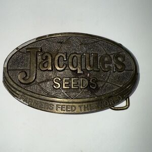 Jacques Seeds Belt Buckle Farmers Feed World Brass Lewis Corp Limited Ed 1977